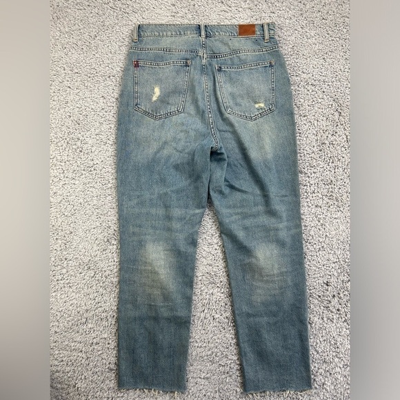 BDG Jeans Womens 29 Slim Straight Button Fly Light Wash Distressed Holes High - Picture 5 of 5